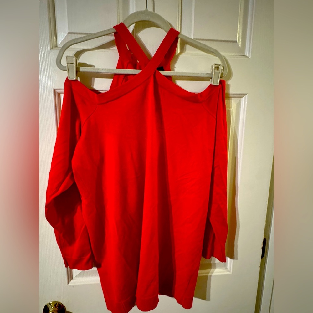 Torrid Size 2 Red Cross neck and cold shoulder top
